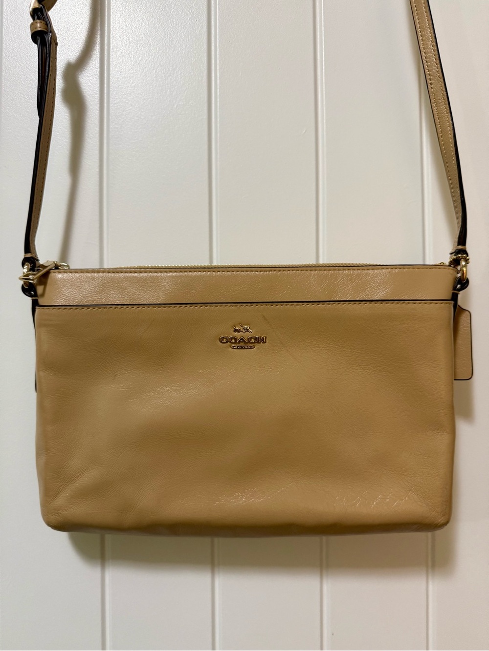 Coach Beige/Tan Leather Crossbody Bag
